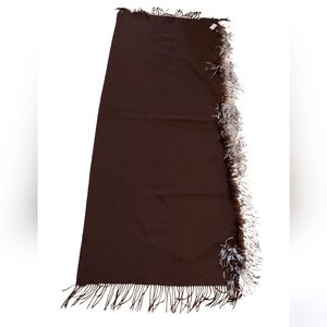 Brown Fringe Trim Scarf Wrap